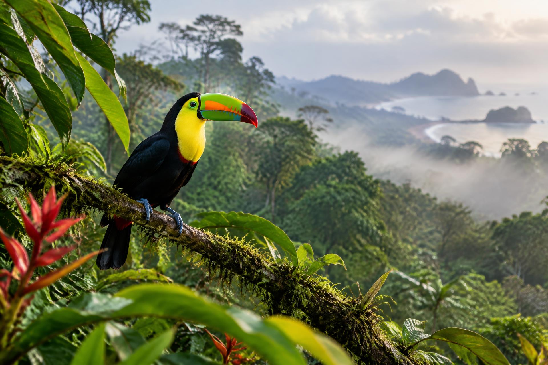 Toucan in Costa Rican rainforest near Manuel Antonio
